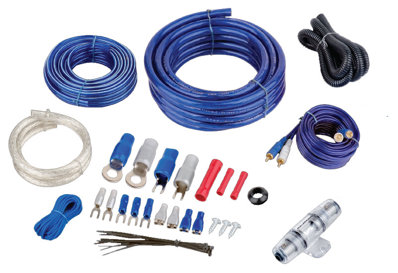 AMP KIT 2000 WATTS 4 GAUGE CAR AMPLIFIER INSTALLATION POWER WIRING BLUE